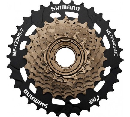 7-kolo SHIMANO MF-TZ500 14-34 zubů Megarange, hnědé/černé